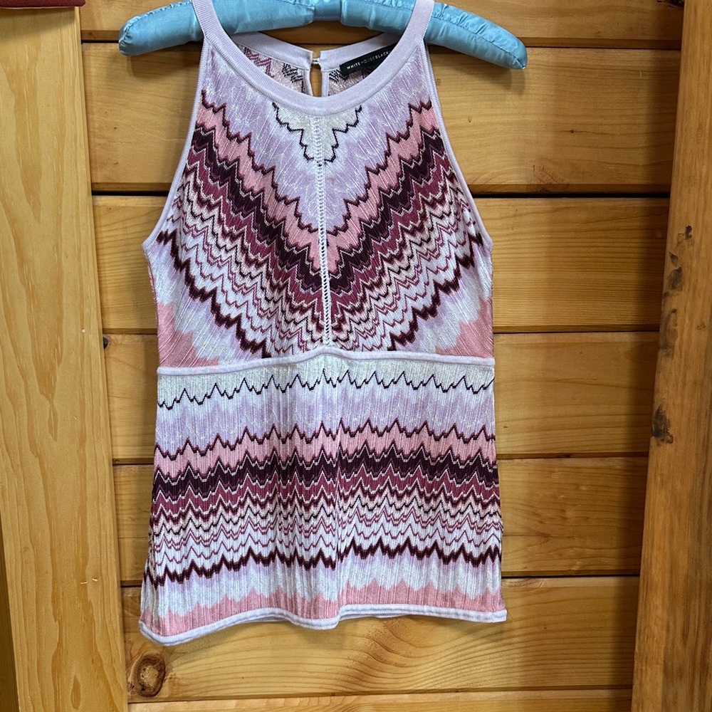 WHBM Pink and Purple Zigzag Knit Tank Top